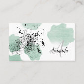 Groene Waterverf gestippelde QR Code Custom Visitekaartje (Voorkant)