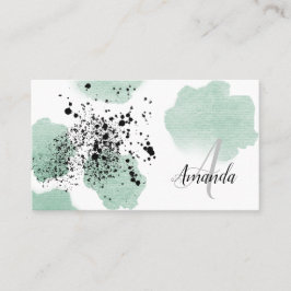 Groene Waterverf gestippelde QR Code Custom Visitekaartje