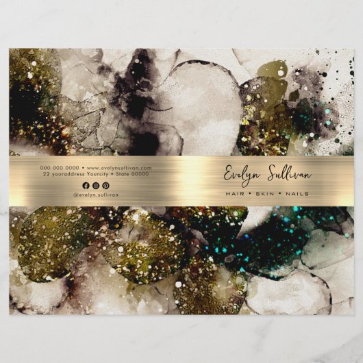 Groene waterverf glitter service menubrochure (Voorkant)