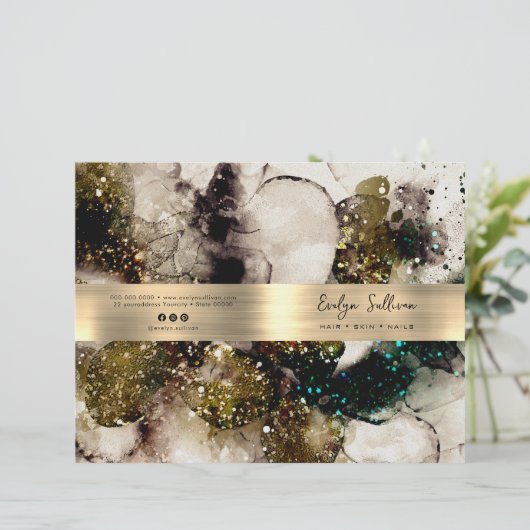 Groene waterverf glitter service menubrochure (Staand voorkant)