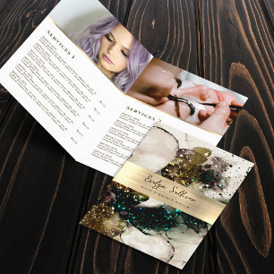 Groene waterverf glitter service menubrochure