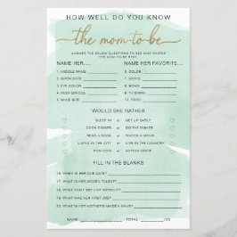 Groene Waterverf Gold kent het mama-to-be-spel