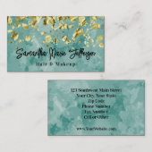Groene Waterverf Goud laat vallen Hair Nail Makeup Visitekaartje (Voorkant / Achterkant)
