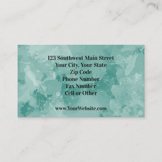 Groene Waterverf Goud laat vallen Hair Nail Makeup Visitekaartje (Achterkant)