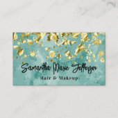 Groene Waterverf Goud laat vallen Hair Nail Makeup Visitekaartje (Voorkant)