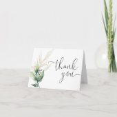 Groene waterverf groen gouden bladeren eenvoudig bedankkaart (Voorkant)