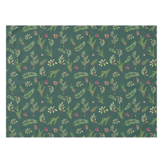Groene Waterverf groen kerstbladeren Tafelkleed (Voorkant (Horizontaal))