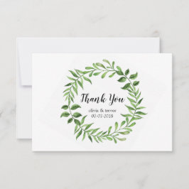 Groene Waterverf Groene Krans Botanische bruiloft Bedankkaart