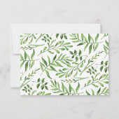 Groene Waterverf Groene Krans Botanische bruiloft Bedankkaart (Achterkant)