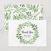 Groene Waterverf Groene Krans Botanische bruiloft Bedankkaart (Voorkant / Achterkant)