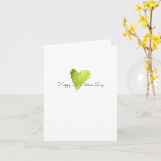 Groene Waterverf Hart Happy St Patricks Day Fun Kaart (Gele Bloem)