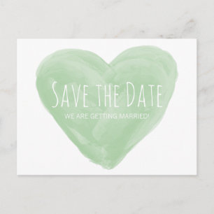 Groene Waterverf Hart Save the Date Briefkaart