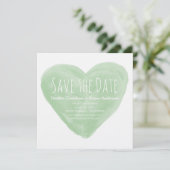 Groene Waterverf Hart Save the Date Uitnodiging (Staand voorkant)