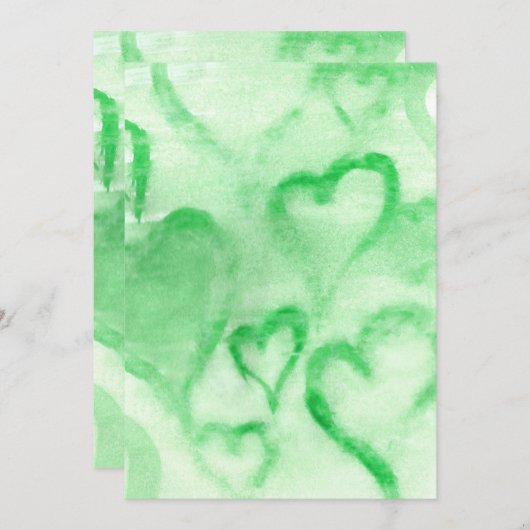Groene Waterverf Hartelijk blanco uitnodiging (Voorkant / Achterkant)