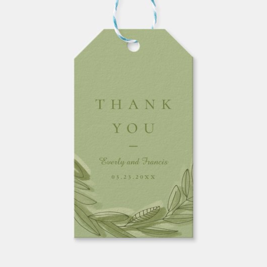 Groene Waterverf Hartelijk dank Cadeaulabel (Voorkant)