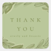 Groene Waterverf Hartelijk dank Vierkante Sticker (Voorkant)