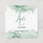 Groene Waterverf - Hartelijk dank Vierkante Visitekaartje (Voorkant)