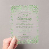 Groene Waterverf Harten 20e bruiloft Jubileum Acryl Uitnodigingen (Insitu (Draagbaar))