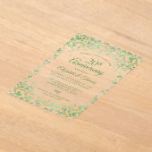 Groene Waterverf Harten 20e bruiloft Jubileum Acryl Uitnodigingen (Laagn)