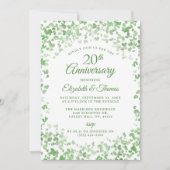 Groene Waterverf Harten 20e bruiloft Jubileum Kaart (Voorkant)