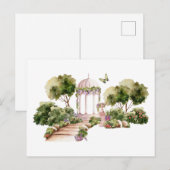 Groene Waterverf Heerlijke Tuin bruiloft Briefkaart (Voorkant / Achterkant)