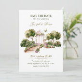 Groene Waterverf Heerlijke Tuin bruiloft Kaart (Staand voorkant)