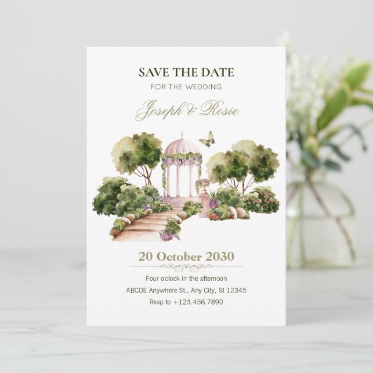 Groene Waterverf Heerlijke Tuin bruiloft Kaart (Staand voorkant)