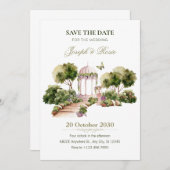 Groene Waterverf Heerlijke Tuin bruiloft Kaart (Voorkant / Achterkant)