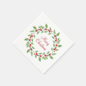 Groene Waterverf Holly Wreath Servet (Hoek)