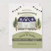 Groene Waterverf Housewarming Party Uitnodiging (Voorkant)