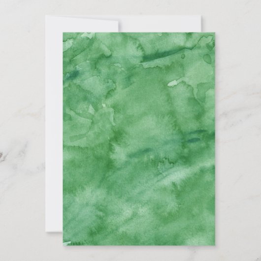 Groene Waterverf Huwelijk Bewaar de Datum Kaart (Achterkant)