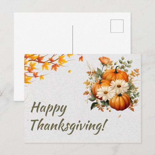 Groene Waterverf Illustratie Happy Thanksgiving Feestdagenkaart (Voorkant / Achterkant)