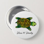 Groene Waterverf Ink Drawn Turtle Ronde Button 7,6 Cm (Voorkant /achterkant)