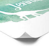 Groene Waterverf Inosaur Baby shower Welkomstteken Poster (Hoek)