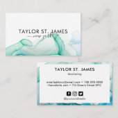 Groene Waterverf kalligrafie Schilderplaat Visitekaartje (Voorkant / Achterkant)