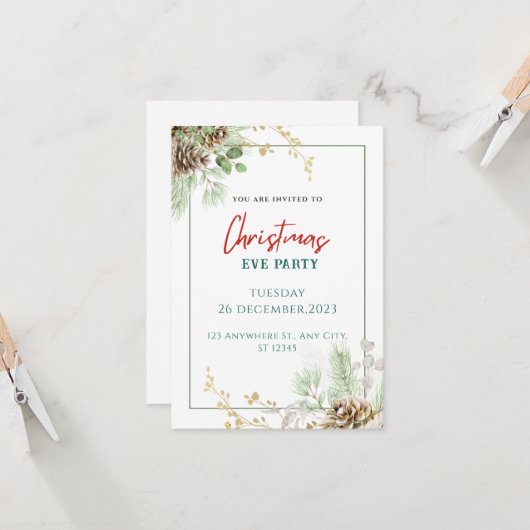 Groene Waterverf Kerst Kaart (Voorkant / Achterkant in situ)