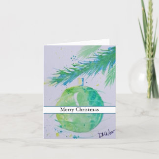 Groene Waterverf Kerstbal Kaart