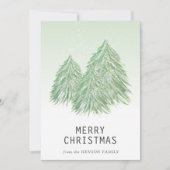 Groene Waterverf Kerstboom Artistiek Feestdagenkaart (Voorkant)
