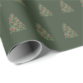 Groene Waterverf kerstboom bladeren Cadeaupapier (Rol Hoek)