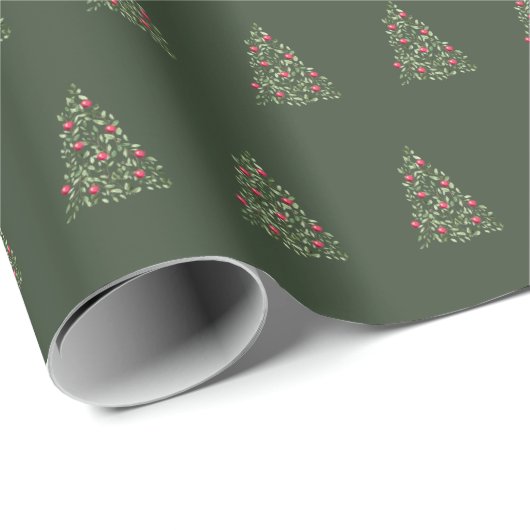 Groene Waterverf kerstboom bladeren Cadeaupapier (Rol Hoek)