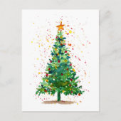 Groene Waterverf kerstboom Briefkaart (Voorkant)