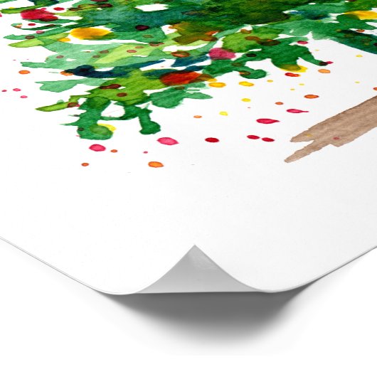 Groene Waterverf kerstboom Poster (Hoek)