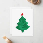 Groene Waterverf Kerstboom & Rode Ster Notitiekaartje (Voorkant / Achterkant in situ)