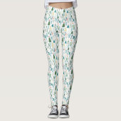 Groene Waterverf kerstboompatroon Leggings (Voorkant)
