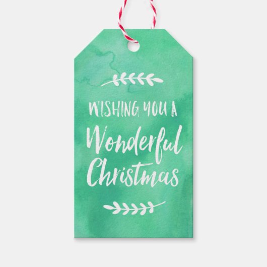 Groene waterverf Kerstmis cadeau tags Cadeaulabel (Voorkant)