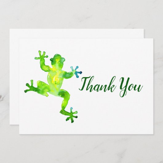 Groene Waterverf Kikker Bedankkaart (Voorkant / Achterkant)