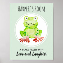 Groene Waterverf Kikker Jungle Babykamer Kunst