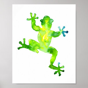 Groene Waterverf Kikker Poster