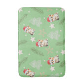 Groene waterverf kitten cat Santa Merry Christmas Badmat (Voorkant Verticaal)