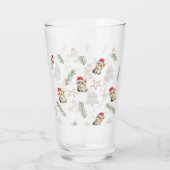 Groene waterverf kitten cat Santa Vrolijk Kerstfee Glas (Achterkant)
